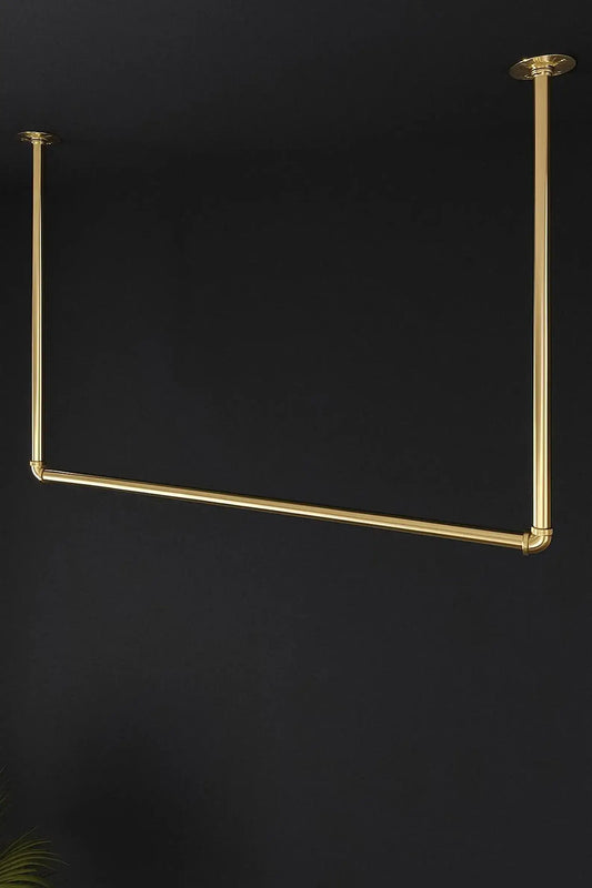 solid brass garment rack close up detail