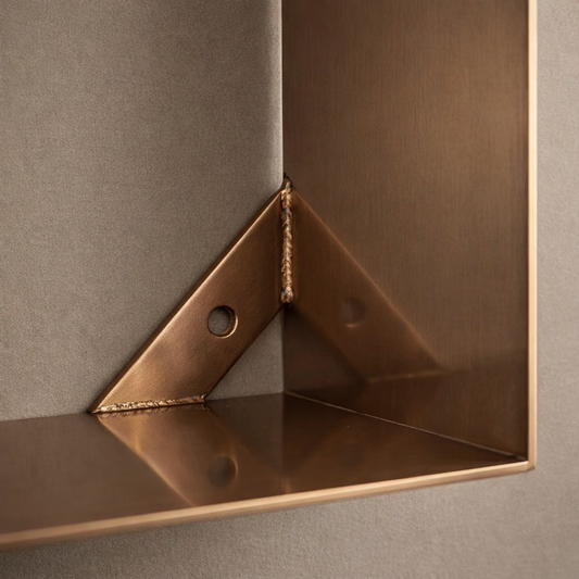 brass bookshelf minimalist home decor