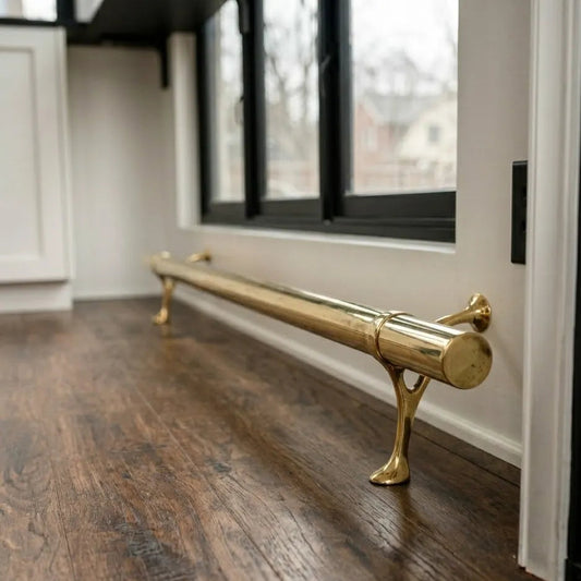 Solid Brass Bar Foot Rail – 50mm Unlacquered Brass Tube