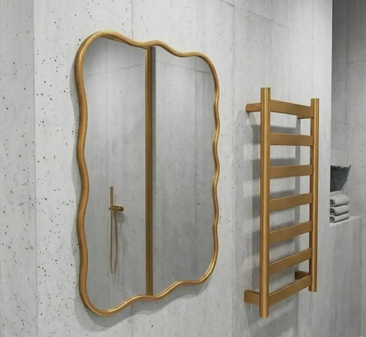 brass bathroom wall mirror asymmetrical handmade brass frame