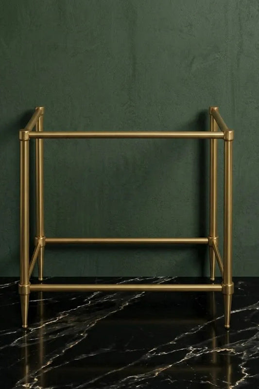 brass console sink legs side detail