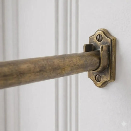 solid brass cafe curtain rod close up detail