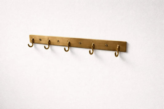 burnished brass hook rack wall mounted