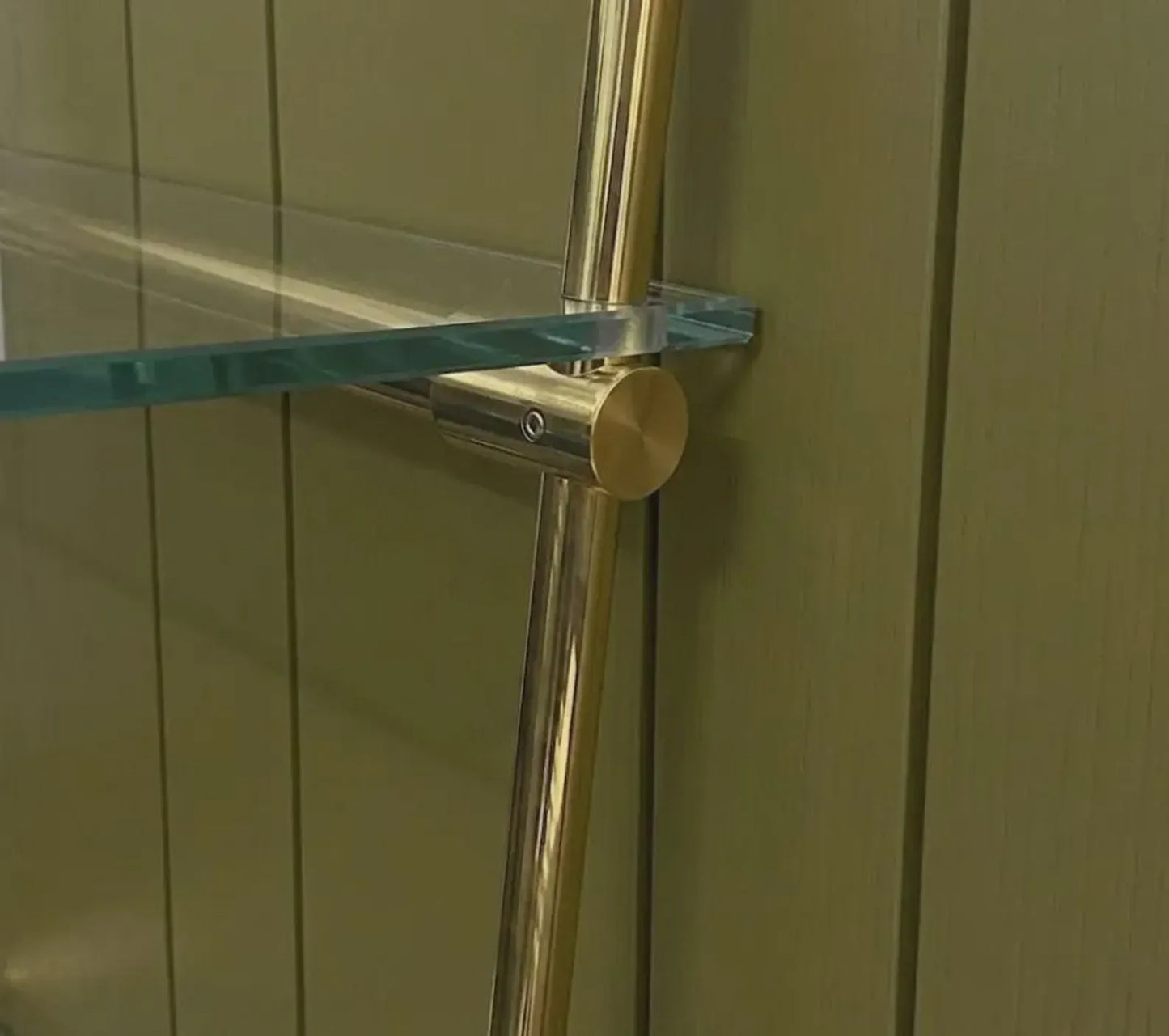 Brass Shelf Rails With Glass Shelves