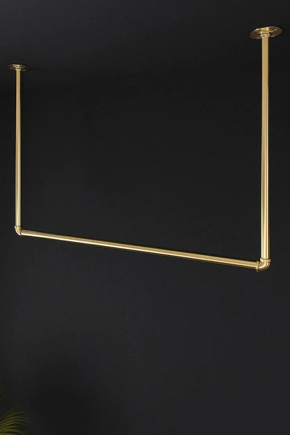 solid brass garment rack close up detail