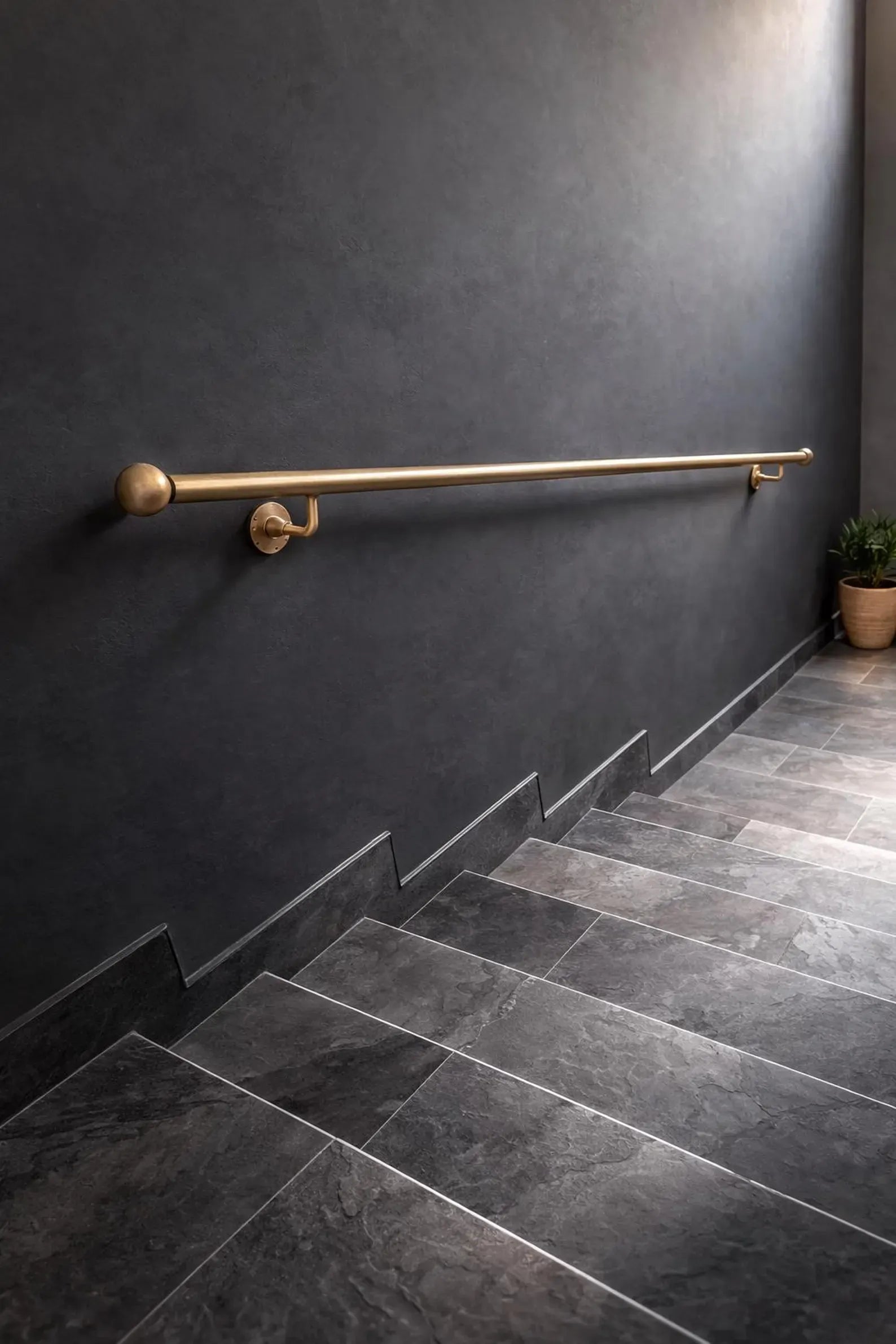 brass handrail wall mounted stair rail