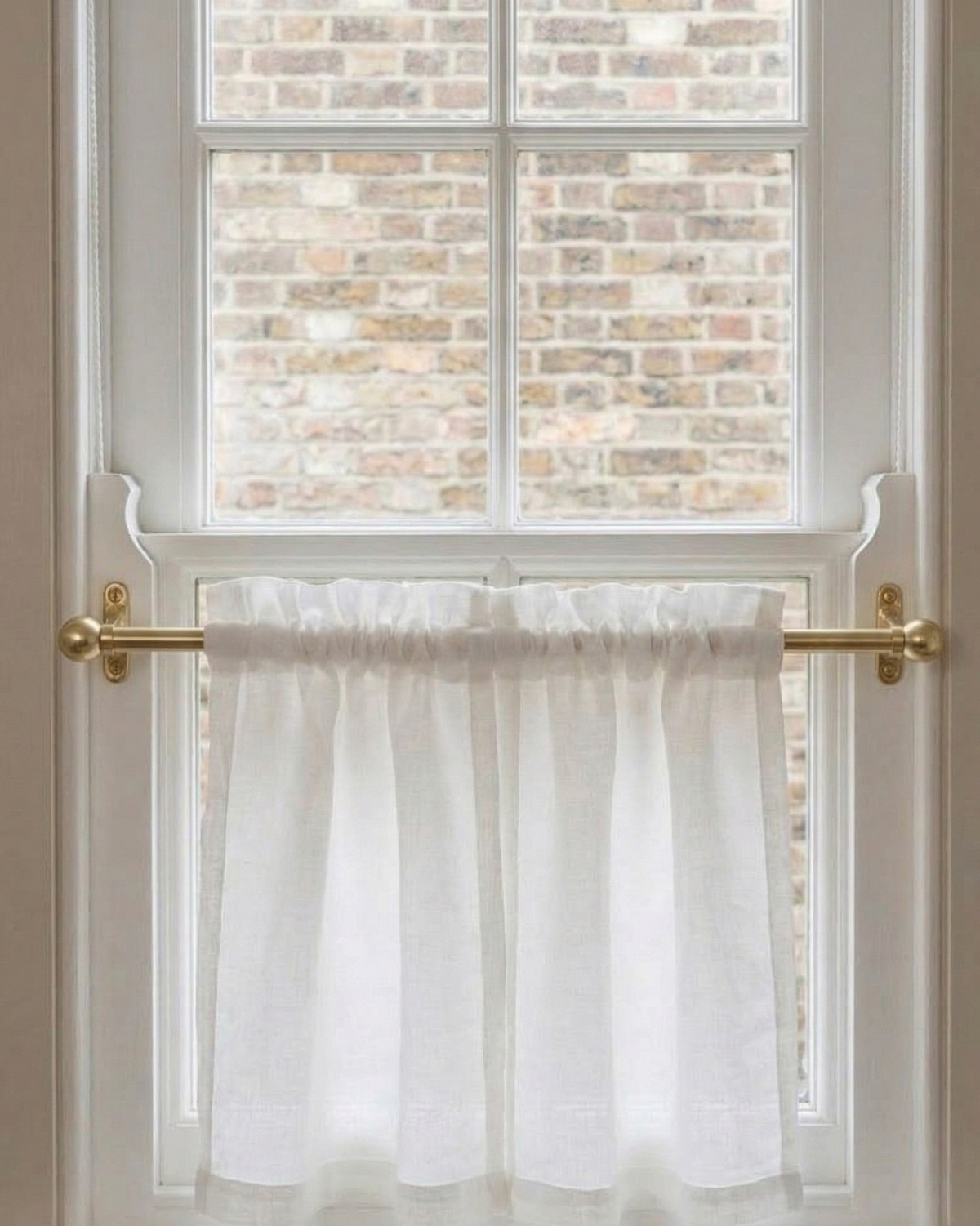 solid brass cafe curtain rod with ball finial