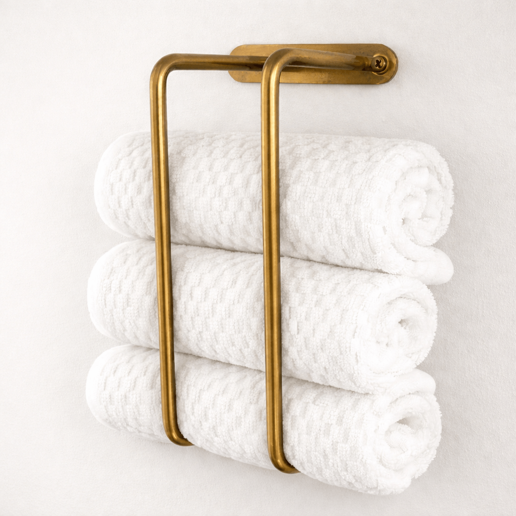 handmade brass towel organizer wall mounted