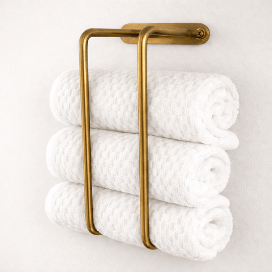 handmade brass towel organizer wall mounted