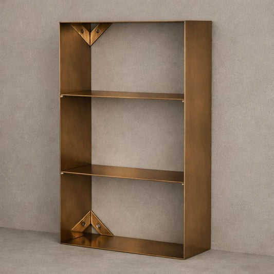 handcrafted brass bookshelf architectural design
