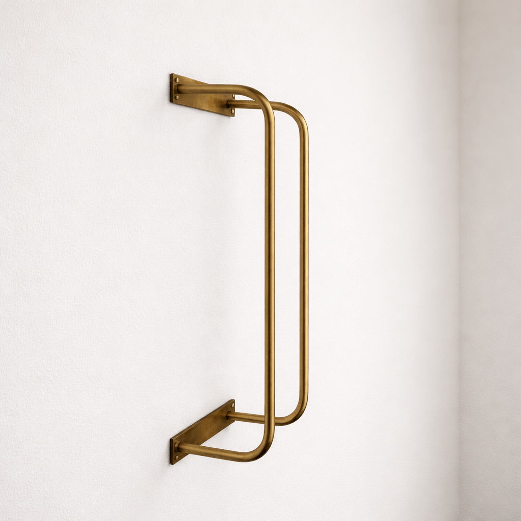 brass towel organizer minimalist interior