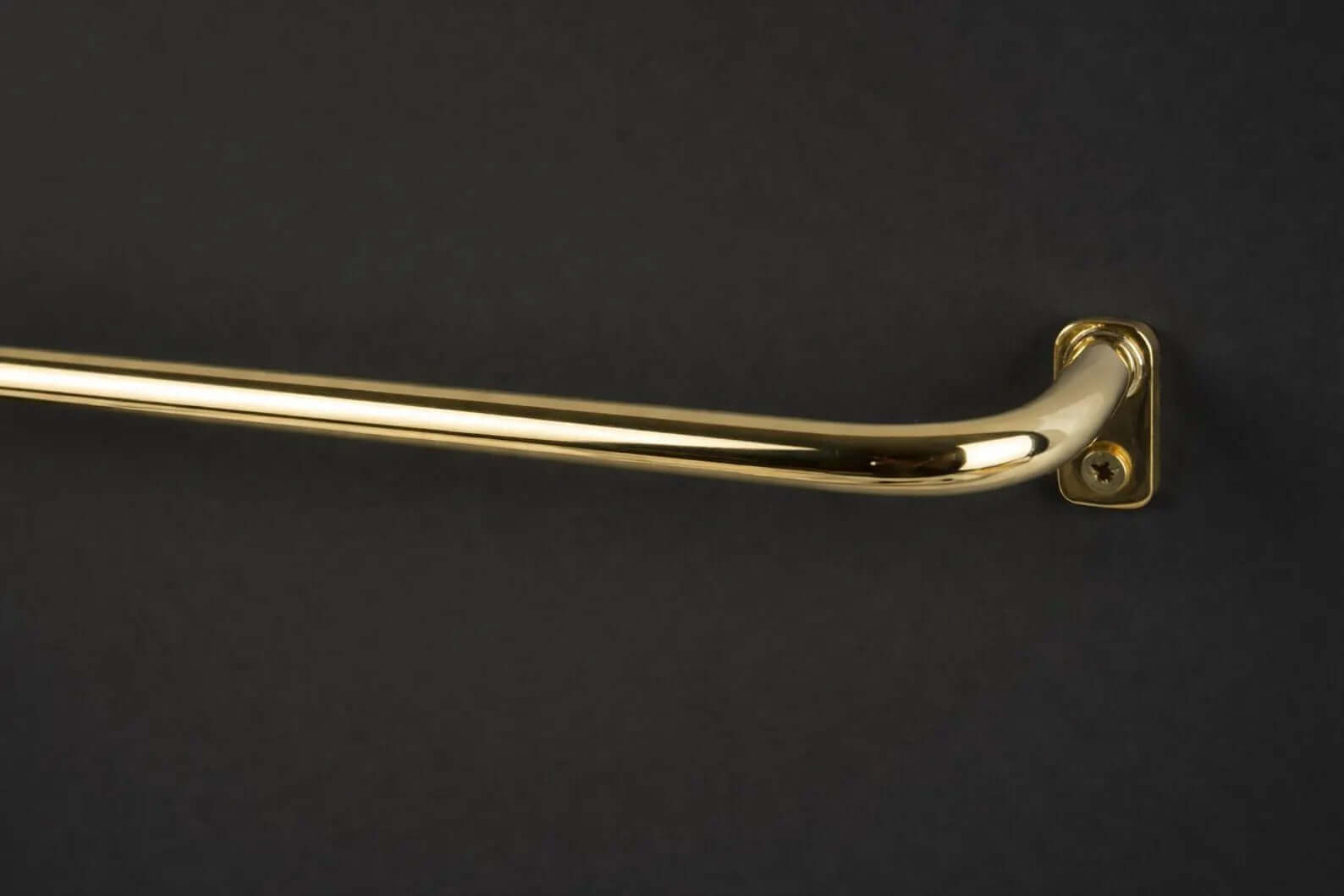 handcrafted brass cafe rod side view