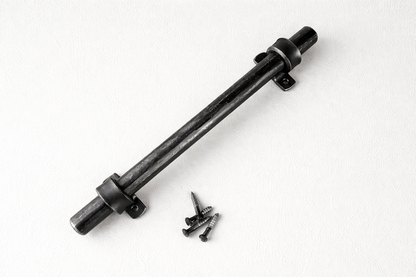 handcrafted black iron door handle close up