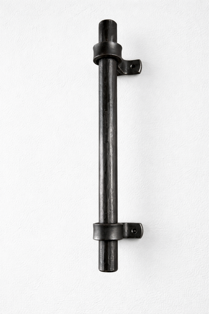 black iron door handle rustic interior
