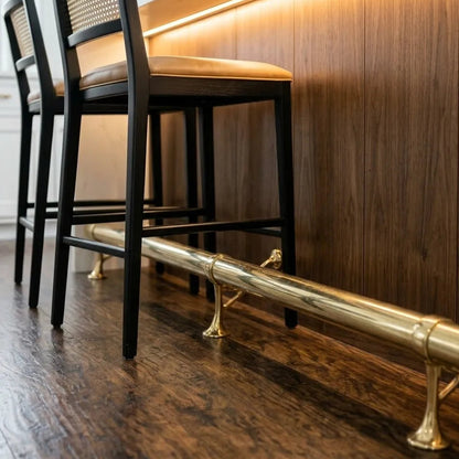 brass foot rail luxury bar interior