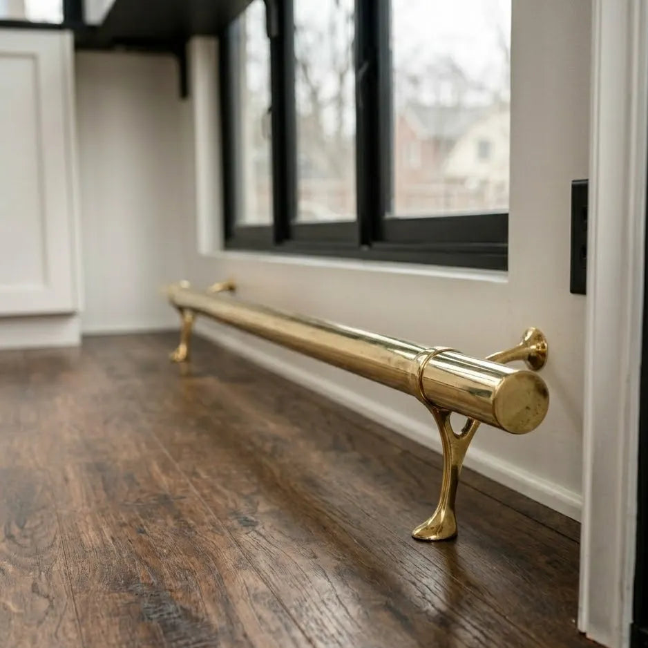50mm brass foot rail close up detail