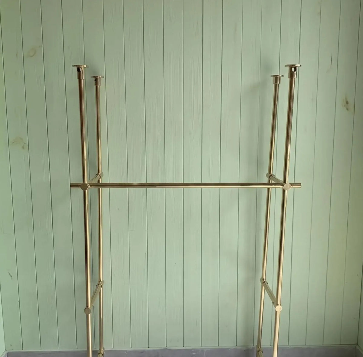 Brass Shelf Rails With Glass Shelves