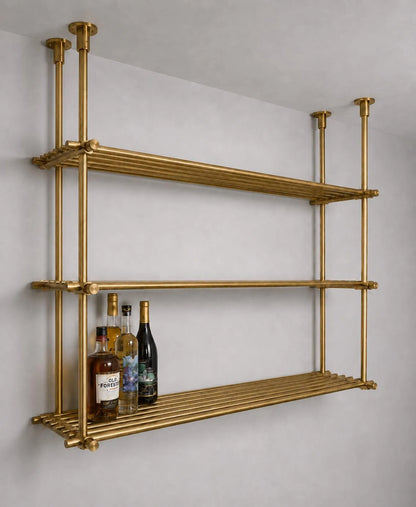 Brass Ceiling Mount Shelf Rail, Bar shelving system