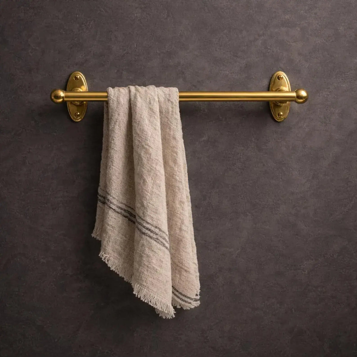 Brass Rod with Brackets Wall-Mounted Unlacquered Brass Towel Rod - Towel Hangers