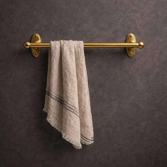 Brass Rod with Brackets Wall-Mounted Unlacquered Brass Towel Rod - Towel Hangers