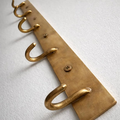 Solid Brass Wall Hook Rack – Burnished Finish