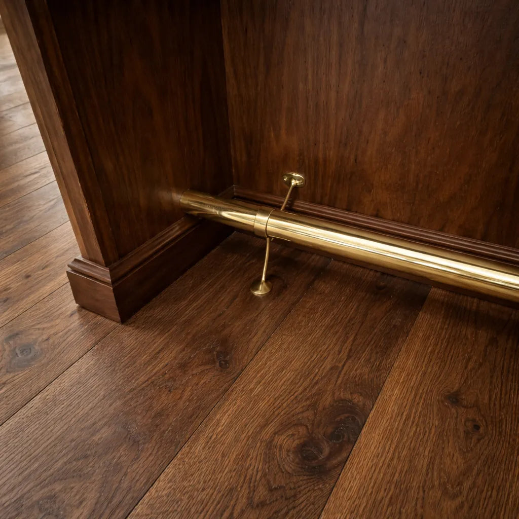 brass foot rail luxury bar interior