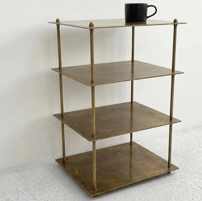 Brass Coffee Table, Minimalist Tier Architectural Design