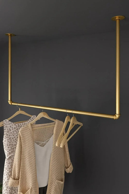 ceiling mounted brass laundry hanger
