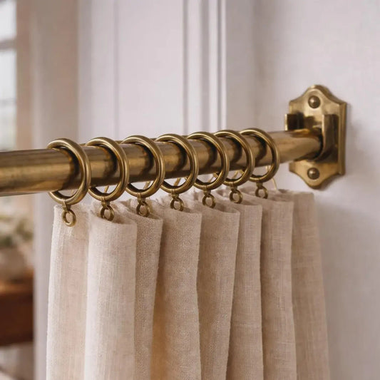 inside mount brass cafe curtain rod with rings