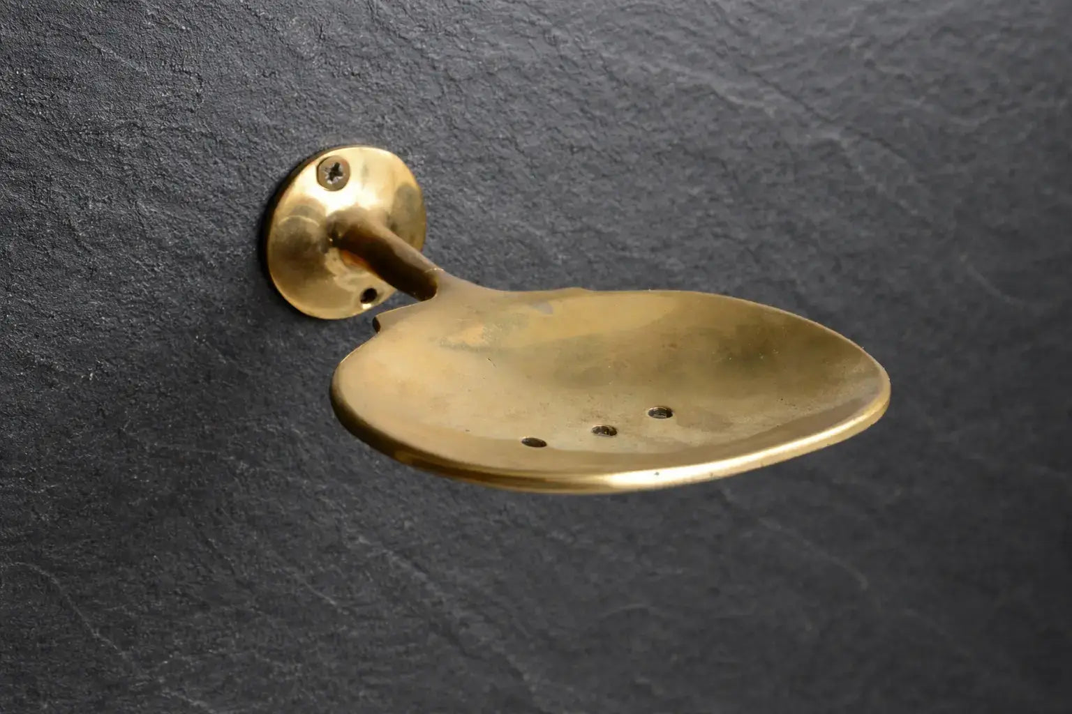 unlacquered brass bathroom accessory detail