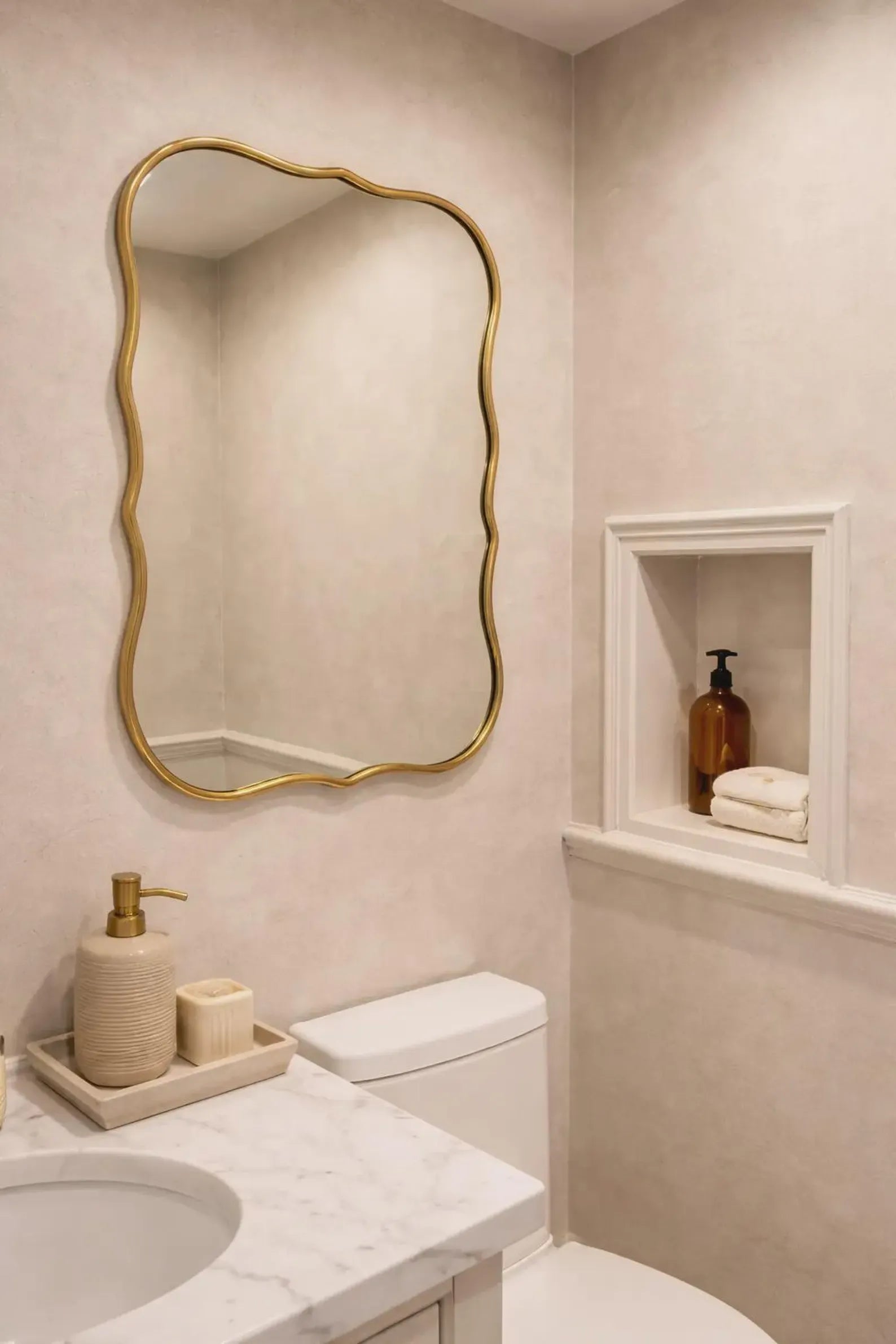 brass bathroom wall mirror asymmetrical handmade brass frame