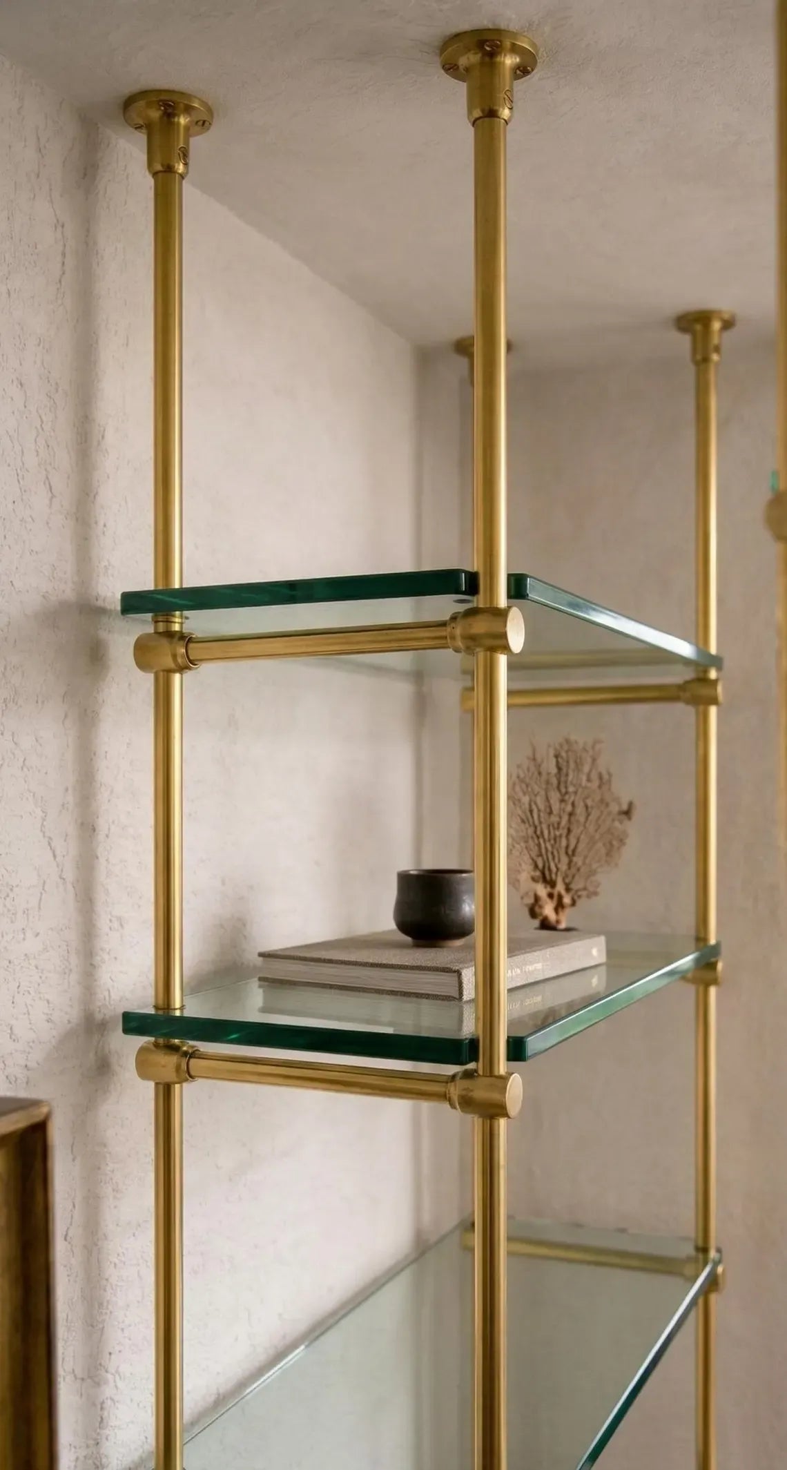 brass glass bar shelf