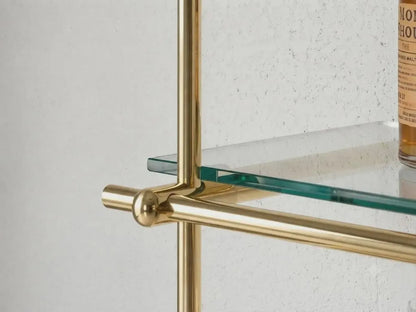 Brass Ceiling-Mounted Glass Shelf, Bar shelving