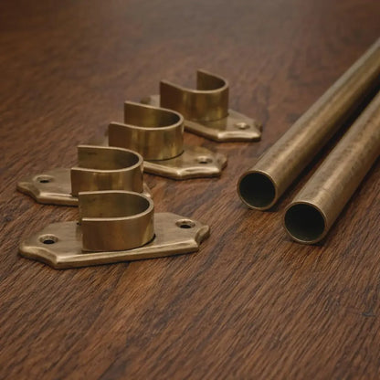 brass curtain rod with rings handcrafted finish