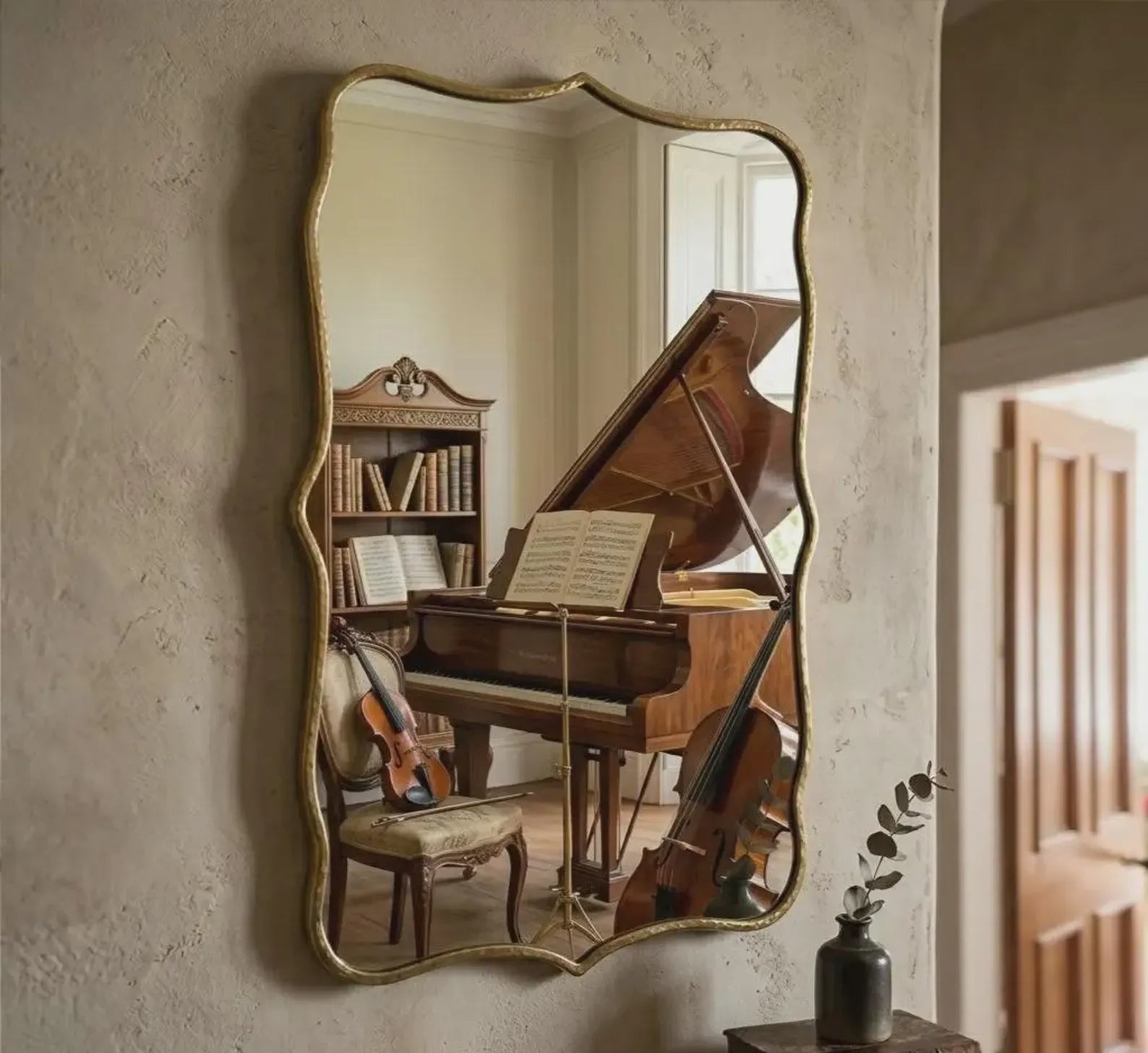 brass bathroom wall mirror asymmetrical handmade brass frame