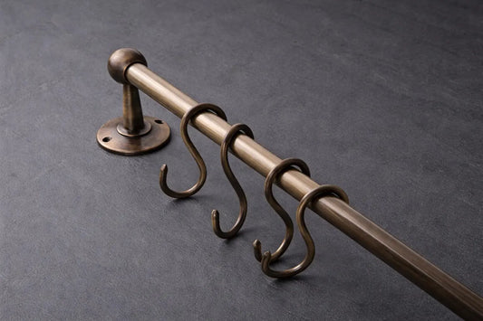 brass pot rail with hooks bronze finish kitchen