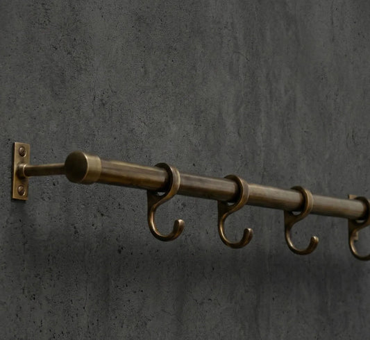 brass pot rack with hooks unlacquered kitchen rail