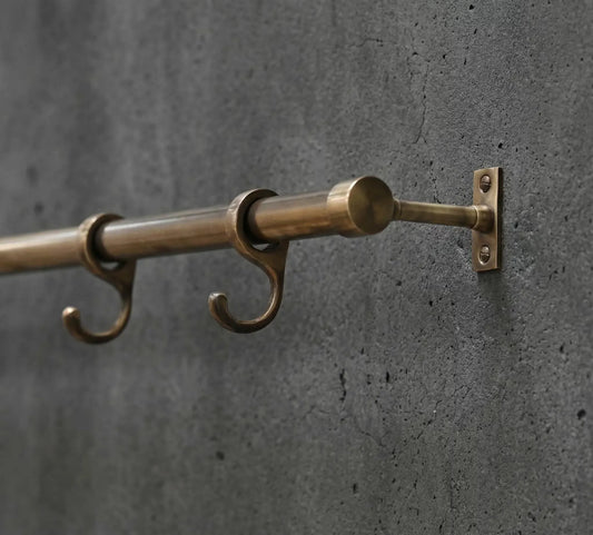 brass pot rack with hooks unlacquered kitchen rail