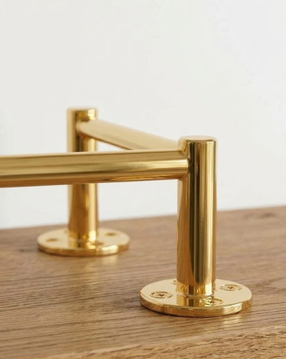 brass shelf rail side view detail