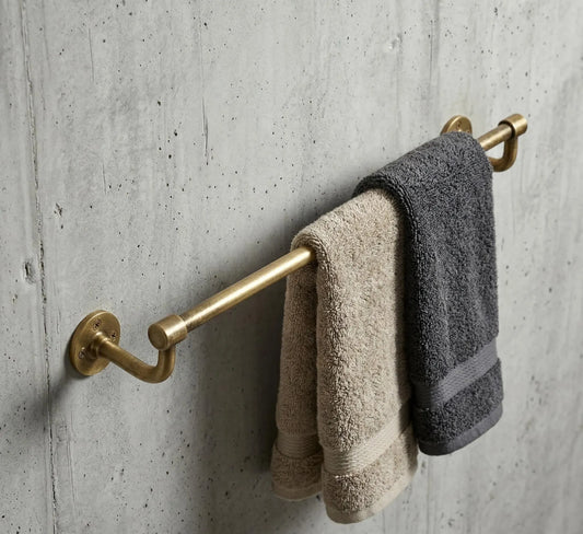 brass towel bar bathroom unlacquered solid brass