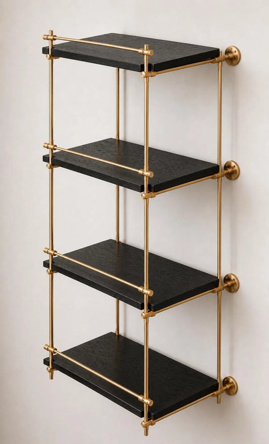 Solid Brass Wall Mounted Shelf Rail | Kitchen Shelving & Brass Hardware