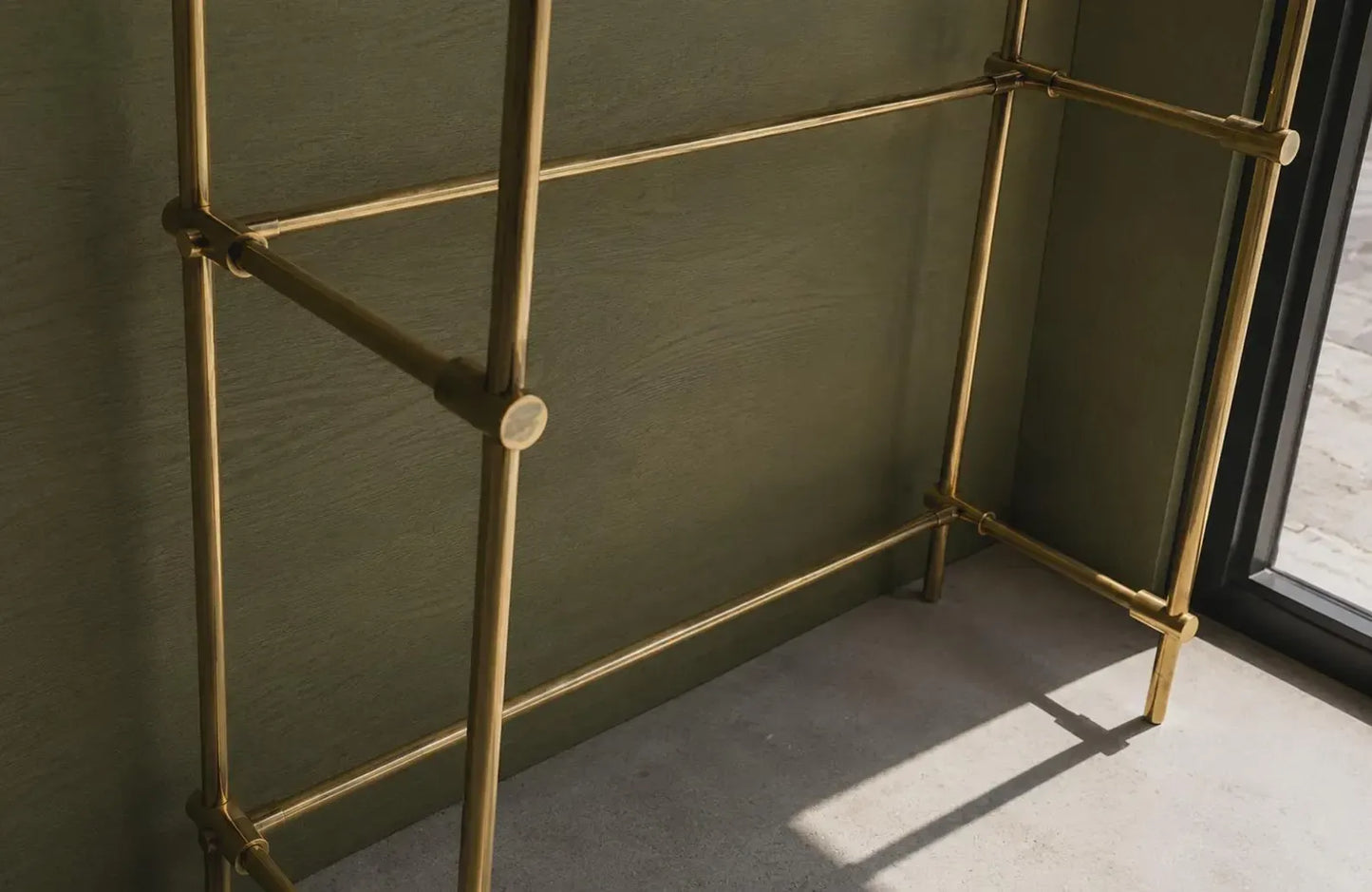 Brass Shelf Rails With Glass Shelves