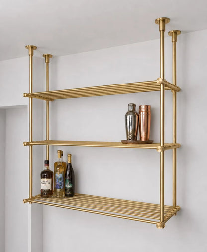 Brass Ceiling Mount Shelf Rail, Bar shelving system