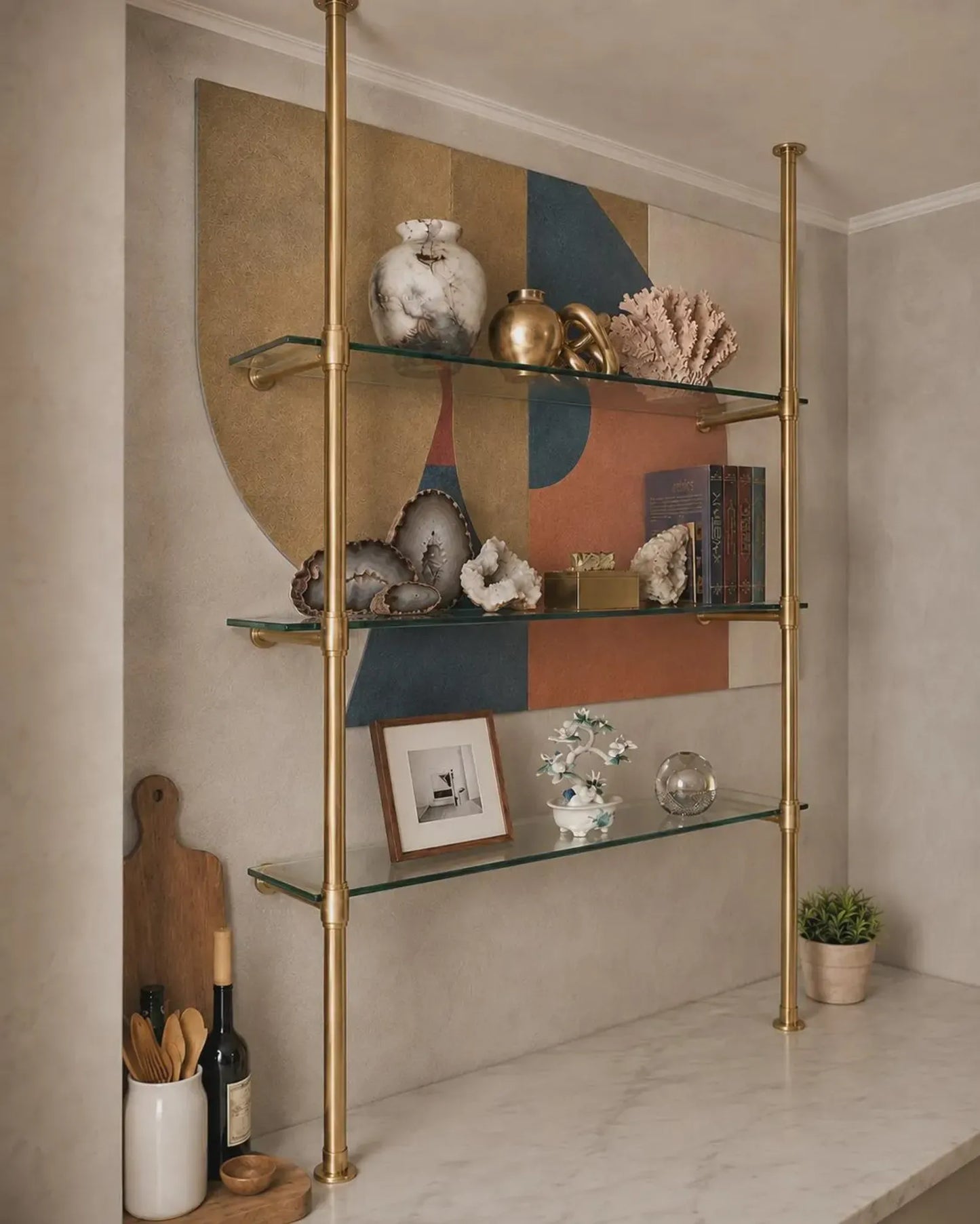 Bistro Ceiling Mounted Shelving | 3-Tier Bar & Kitchen Shelf