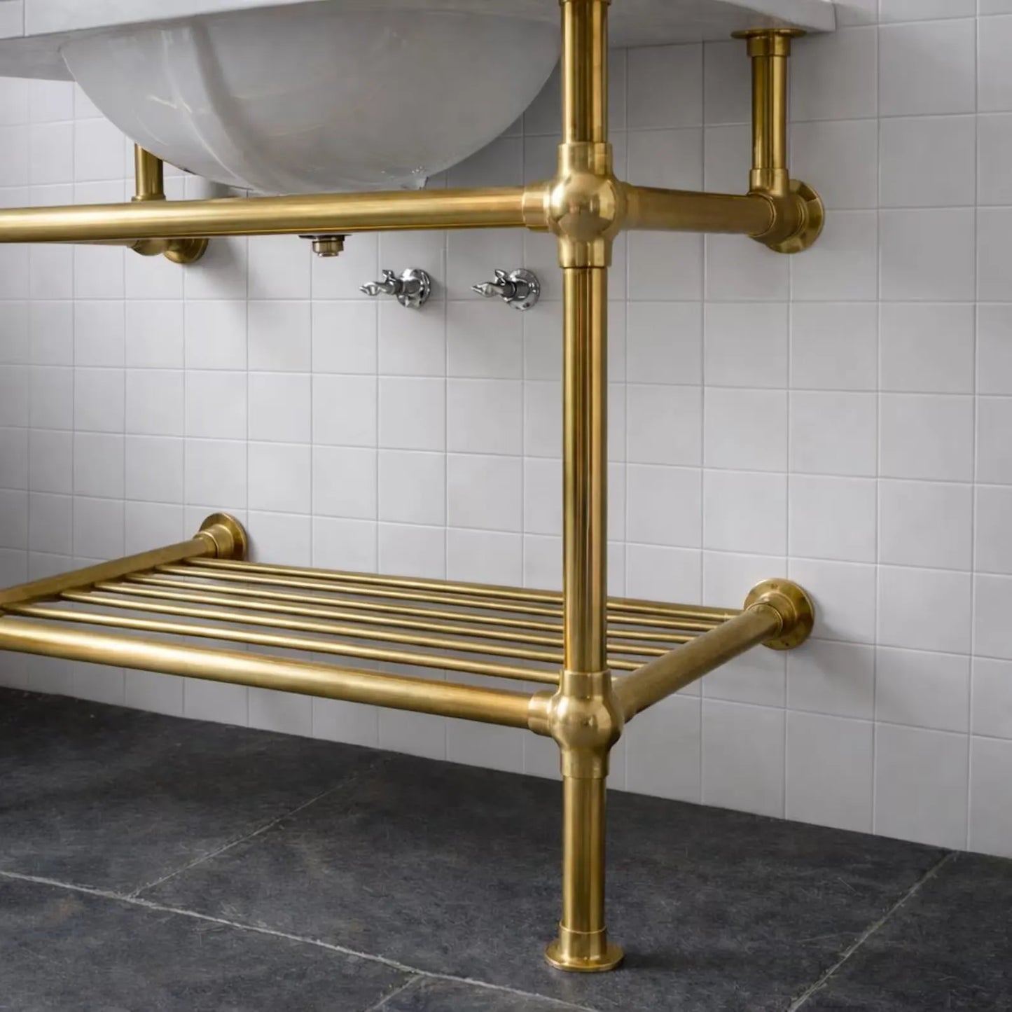 handcrafted brass sink frame close up detail