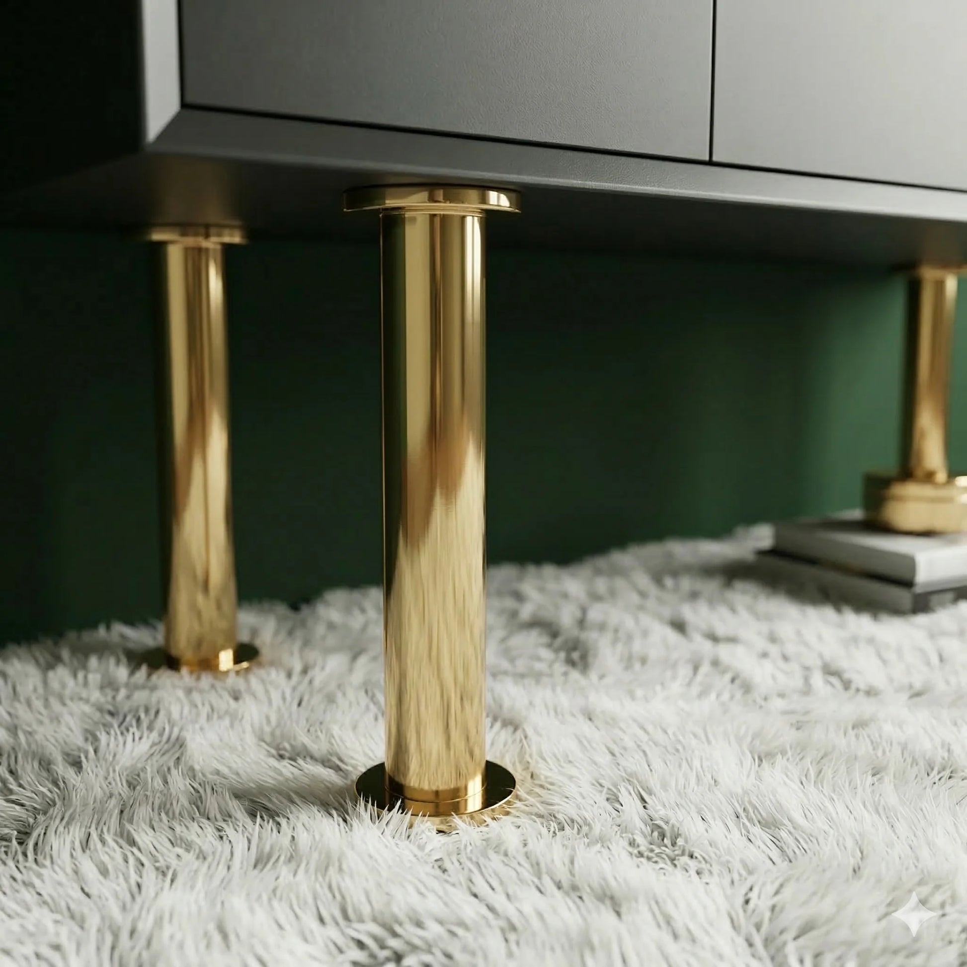 brass furniture legs close up detail