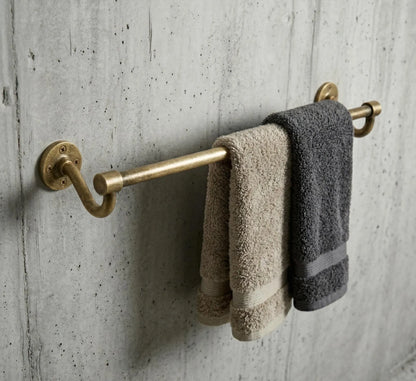 brass towel bar bathroom unlacquered solid brass