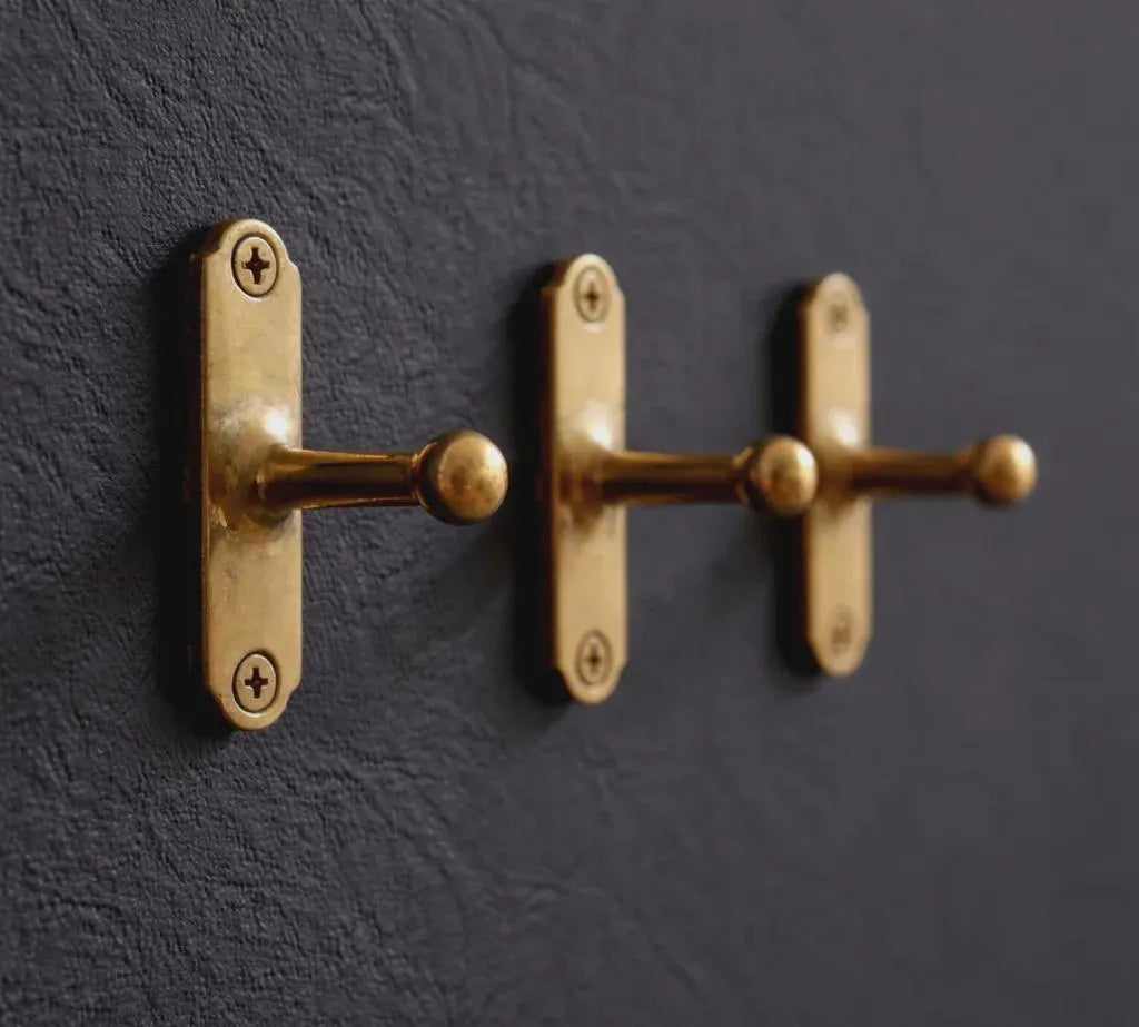 solid brass wall hook aged finish