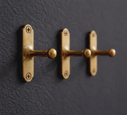 solid brass wall hook aged finish