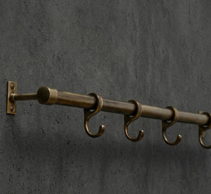 brass pot rack with hooks unlacquered kitchen rail